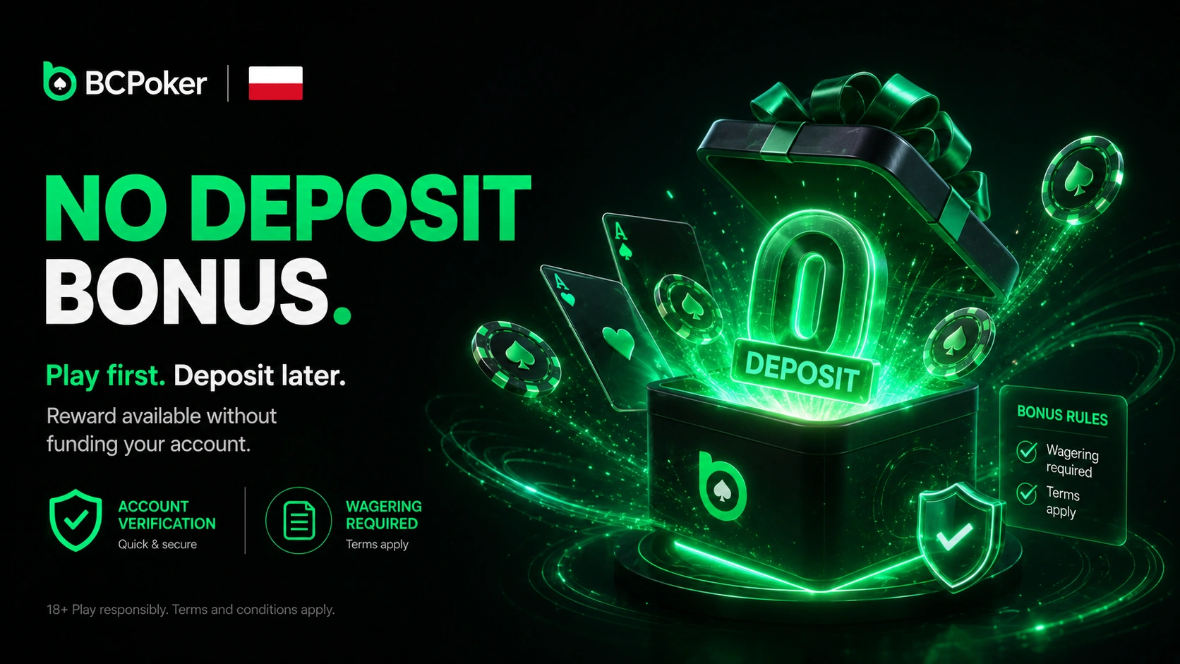 BC Poker no deposit bonus for Polish players